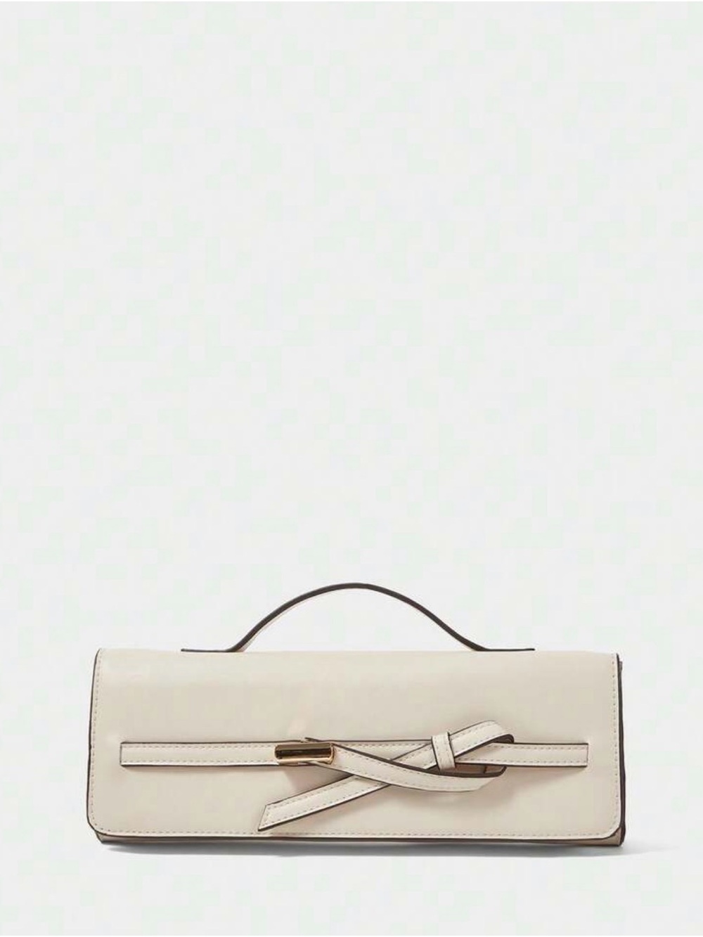 SHEIN Cream Knot-Accent Top-Handle Clutch